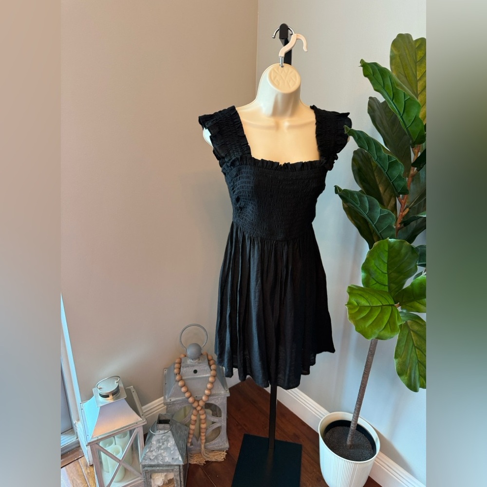 Express Black Smocked Mini Dress